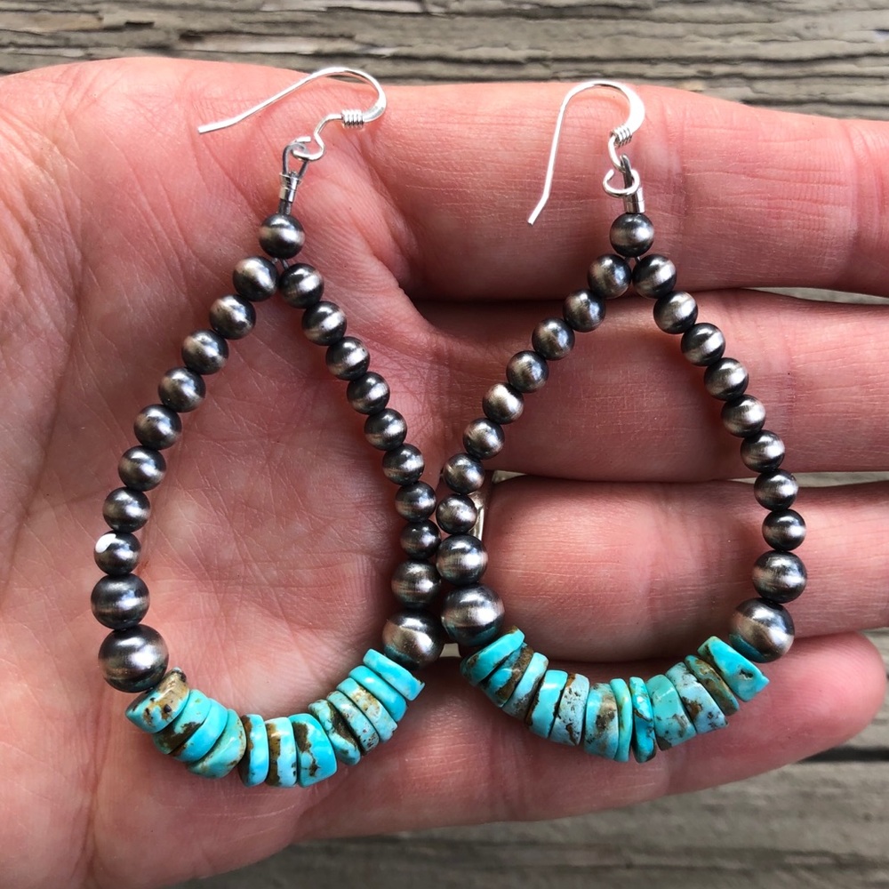 SOLD!!Turquoise Southwestern Heishi Desert Pearl L - Picture 3 of 4